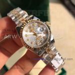 Replica Swiss 2824 Rolex Datejust 28/38mm Watch - Silver Jubilee Dial Champagne Fluted Bezel Couple 